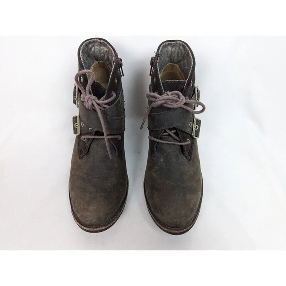 CAT Caterpillar 9 Briony Chunky Buckle Lace Up Ankle Boot Bootie Moto Waterproof - Picture 4 of 12